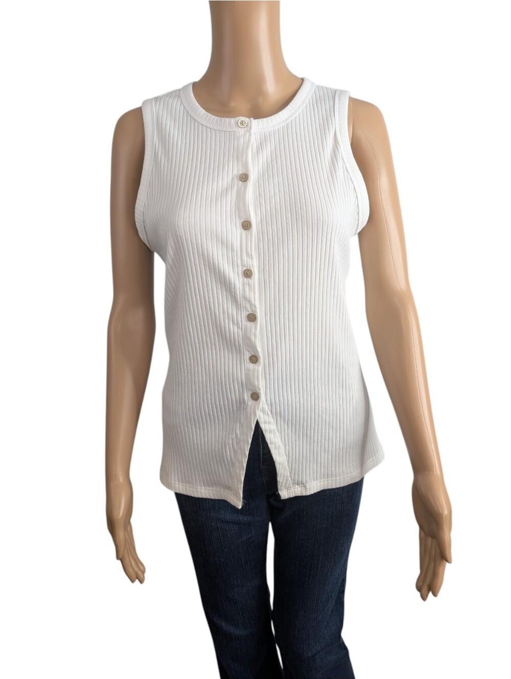 Old Navy Sleeveless Button-Down Ribbed Top M